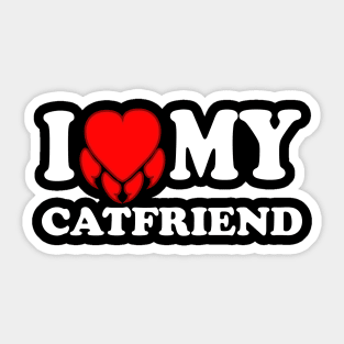 I Love My Cat Friend Costum,Funny Design With cat Nail heart Sticker